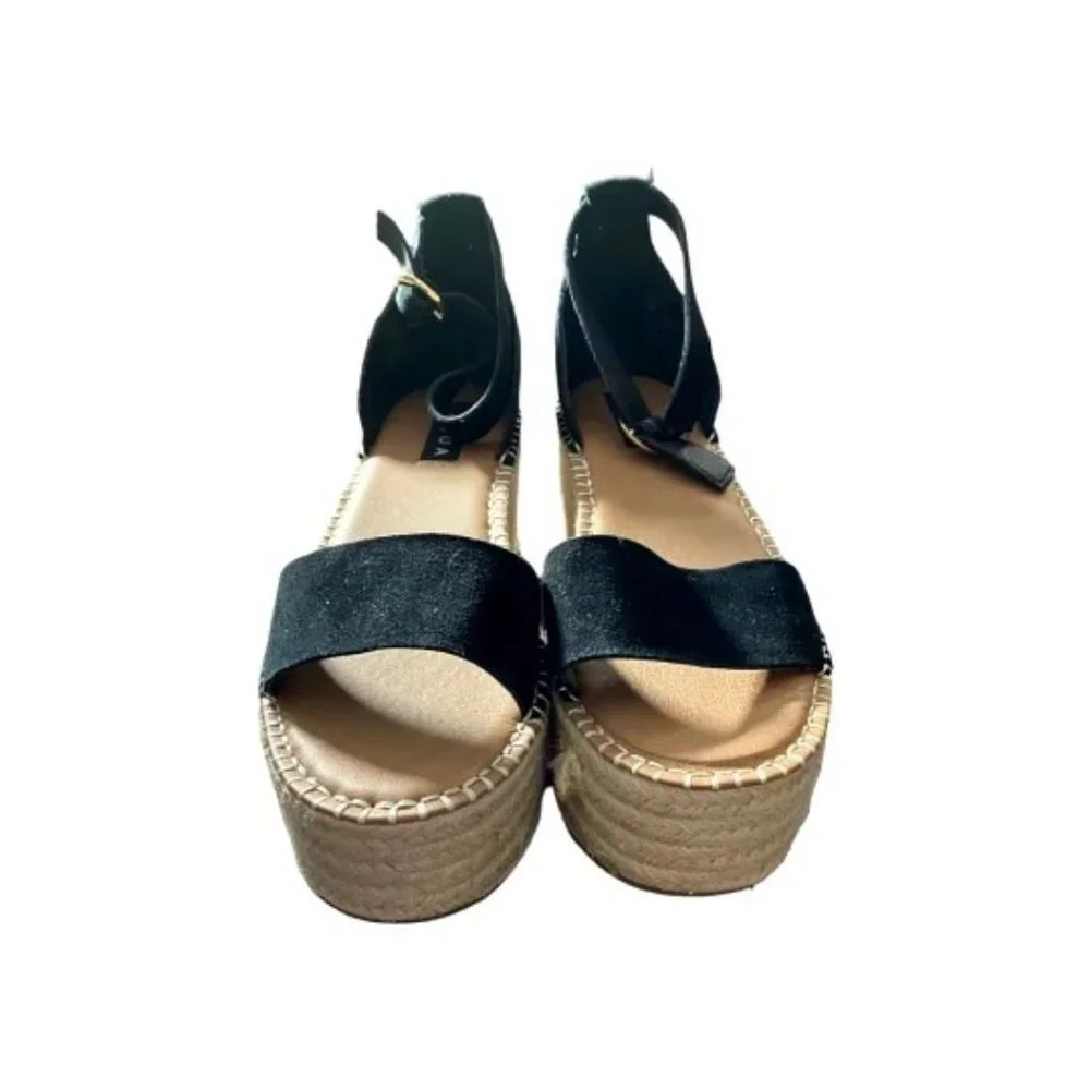 Aqua‎ Black Leather Wedge Shoes
